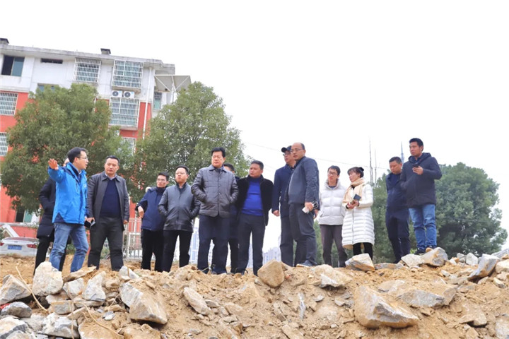 董事长谢荣华队查看龙潭水渠、青岚水渠黑臭水体整治情况